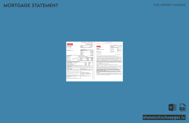 USA BECU Bank Hypothekenabrechnung im Word- und PDF-Format, 3 Seiten 1,-2 Beispielvorschau